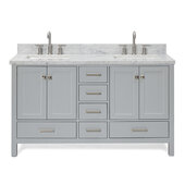  Cambridge 61'' Double Rectangle Sink Vanity in Grey, 61''W x 22''D x 35''H