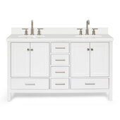 Ariel Cambridge 61'' Double Oval Sink Freestanding Vanity with White Quartz Countertop in White