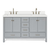 Ariel Cambridge 61'' Double Rectangle Sink Freestanding Vanity with White Quartz Countertop in Grey