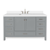 Ariel Cambridge 61'' Rectangle Sink Freestanding Vanity with White Quartz Countertop in Grey
