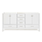  Cambridge 72'' Double Sink Base Cabinet In White, 72''W x 21-1/2''D x 33-1/2''H