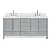 Ariel Cambridge 73'' Double Oval Sink Freestanding Vanity with White Quartz Countertop in Grey