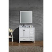  Cambridge 37'' Single Rectangle Sink Vanity Set w/ Left Offset Sink and Matching Mirror in White, 37''W x 22''D x 35''H