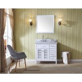  Kensington 37'' Left Offset Single Rectangle Sink Vanity in White, 36'' W x 21-1/2'' D x 33-1/2'' H, Also Available in Right Offset