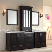  Stafford 85'' Double Vanity in Espresso with Matching Mirrors, 85''W x 22''D x 89''H