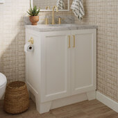  Taylor 31'' W Single Sink Bath Vanity with Oval Sink and Carrara White Marble Countertop, White, 31'' W x 22'' D x 36'' H
