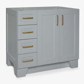  Taylor 36'' W Bath Vanity Right Offset Single Sink Base Cabinet Only, Grey, 36'' W x 21-1/2'' D x 34-1/2'' H