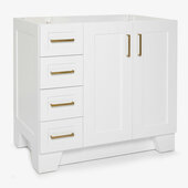  Taylor 36'' W Bath Vanity Right Offset Single Sink Base Cabinet Only, White, 36'' W x 21-1/2'' D x 34-1/2'' H