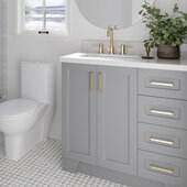  Taylor 37'' W Single Sink Bath Vanity with Left Offset Rectangle Sink and White Quartz Countertop, Grey, 37'' W x 22'' D x 36'' H