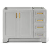  Taylor 42'' Left Offset Single Sink Base Cabinet In Grey, 42''W x 21-1/2''D x 33-1/2''H