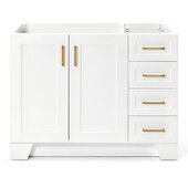  Taylor 42'' Left Offset Single Sink Base Cabinet In White, 42''W x 21-1/2''D x 33-1/2''H
