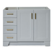  Taylor 42'' Right Offset Single Sink Base Cabinet In Grey, 42''W x 21-1/2''D x 33-1/2''H