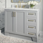  Taylor 43'' W Single Sink Bath Vanity with Left Offset Rectangle Sink and Carrara White Marble Countertop, Grey, 43'' W x 22'' D x 36'' H