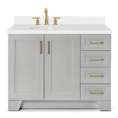  Taylor 43'' Left Offset Single Oval Sink Vanity in Grey, 43''W x 22''D x 35''H