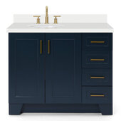  Taylor 43'' Left Offset Single Oval Sink Vanity in Midnight Blue, 43''W x 22''D x 35''H