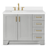  Taylor 43'' Left Offset Single Rectangle Sink Vanity in Grey, 43''W x 22''D x 35''H