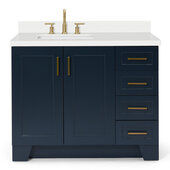  Taylor 43'' Left Offset Single Rectangle Sink Vanity in Midnight Blue, 43''W x 22''D x 35''H
