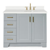  Taylor 43'' Right Offset Single Oval Sink Vanity in Grey, 43''W x 22''D x 35''H