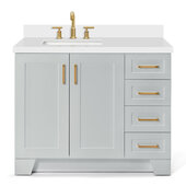  Taylor 43'' Right Offset Single Rectangle Sink Vanity in Grey, 43''W x 22''D x 35''H