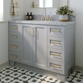  Taylor 49'' W Single Sink Bath Vanity with Oval Sink and Carrara White Marble Countertop, Grey, 49'' W x 22'' D x 36'' H