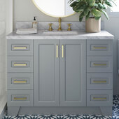  Taylor 49'' W Single Sink Bath Vanity with Rectangle Sink and Carrara White Marble Countertop, Grey, 49'' W x 22'' D x 36'' H