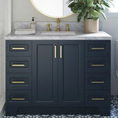  Taylor 49'' W Single Sink Bath Vanity with Rectangle Sink and Carrara White Marble Countertop, Midnight Blue, 49'' W x 22'' D x 36'' H