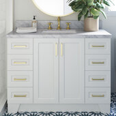  Taylor 49'' W Single Sink Bath Vanity with Rectangle Sink and Carrara White Marble Countertop, White, 49'' W x 22'' D x 36'' H