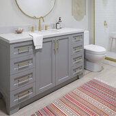  Taylor 55'' W Single Sink Bath Vanity with Rectangle Sink and White Quartz Countertop, Grey, 55'' W x 22'' D x 36'' H