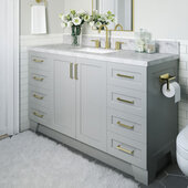  Taylor 61'' W Single Sink Bath Vanity with Rectangle Sink and Carrara White Marble Countertop, Grey, 61'' W x 22'' D x 36'' H