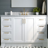  Taylor 61'' W Single Sink Bath Vanity with Rectangle Sink and Carrara White Marble Countertop, White, 61'' W x 22'' D x 36'' H