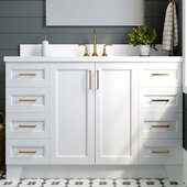  Taylor 61'' W Single Sink Bath Vanity with Rectangle Sink and White Quartz Countertop, White, 61'' W x 22'' D x 36'' H