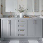  Taylor 73'' W Double Sink Bath Vanity with Oval Sinks and Carrara White Marble Countertop, Grey, 73'' W x 22'' D x 36'' H