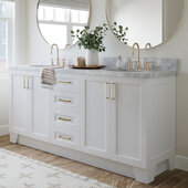  Taylor 73'' W Double Sink Bath Vanity with Oval Sinks and Carrara White Marble Countertop, White, 73'' W x 22'' D x 36'' H