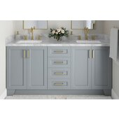  Taylor 73'' W Double Sink Bath Vanity with Rectangle Sinks and Carrara White Marble Countertop, Grey, 73'' W x 22'' D x 36'' H