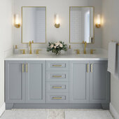  Taylor 73'' W Double Oval Sink Vanity With White Quartz Countertop In Grey, Grey, 73'' W x 22'' D x 36'' H