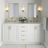  Taylor 73'' W Double Oval Sink Vanity With White Quartz Countertop In White, White, 73'' W x 22'' D x 36'' H