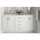  Taylor 73'' W Double Sink Bath Vanity with Rectangle Sinks and White Quartz Countertop, White, 73'' W x 22'' D x 36'' H