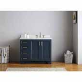  Taylor 43'' Right Offset Single Rectangle Sink Vanity in Midnight Blue, 43''W x 22''D x 35''H