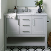  Bayhill 43'' W Single Sink Bath Vanity with Rectangle Sink and Carrara White Marble Countertop, Grey, 43'' W x 22'' D x 36'' H