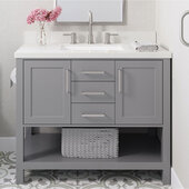 Bayhill 43'' W Single Sink Bath Vanity with Rectangle Sink and White Quartz Countertop, Grey, 43'' W x 22'' D x 36'' H