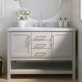  Bayhill 49'' W Single Sink Bath Vanity with Oval Sink and Carrara White Marble Countertop, Grey, 49'' W x 22'' D x 36'' H
