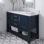  Bayhill 49'' W Single Sink Bath Vanity with Oval Sink and Carrara White Marble Countertop, Midnight Blue, 49'' W x 22'' D x 36'' H