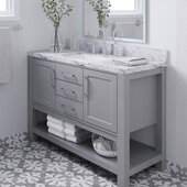  Bayhill 49'' W Single Sink Bath Vanity with Rectangle Sink and Carrara White Marble Countertop, Grey, 49'' W x 22'' D x 36'' H