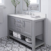 Bayhill 49'' W Single Sink Bath Vanity with Oval Sink and White Quartz Countertop, Grey, 49'' W x 22'' D x 36'' H