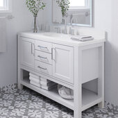  Bayhill 49'' W Single Sink Bath Vanity with Oval Sink and White Quartz Countertop, White, 49'' W x 22'' D x 36'' H