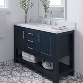  Bayhill 49'' W Single Sink Bath Vanity with Rectangle Sink and White Quartz Countertop, Midnight Blue, 49'' W x 22'' D x 36'' H