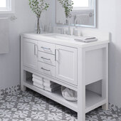  Bayhill 49'' W Single Sink Bath Vanity with Rectangle Sink and White Quartz Countertop, White, 49'' W x 22'' D x 36'' H