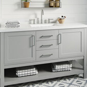  Bayhill 55'' W Single Sink Bath Vanity with Rectangle Sink and White Quartz Countertop, Grey, 55'' W x 22'' D x 36'' H