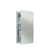 Jensen (Formerly Broan) Horizon Recess Mount 1 Door Medicine Cabinet w/ Basic White Finish, Frameless Mirror, Plastic Construction w/ 3 Adjustable Plastic Shelves, 16''W x 3-5/8''D x 26''H