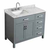 Belmont Decor Hampton 43'' Single Left Offset Rectangle Sink Vanity in Grey, 43''W x 22''D x 35''H
